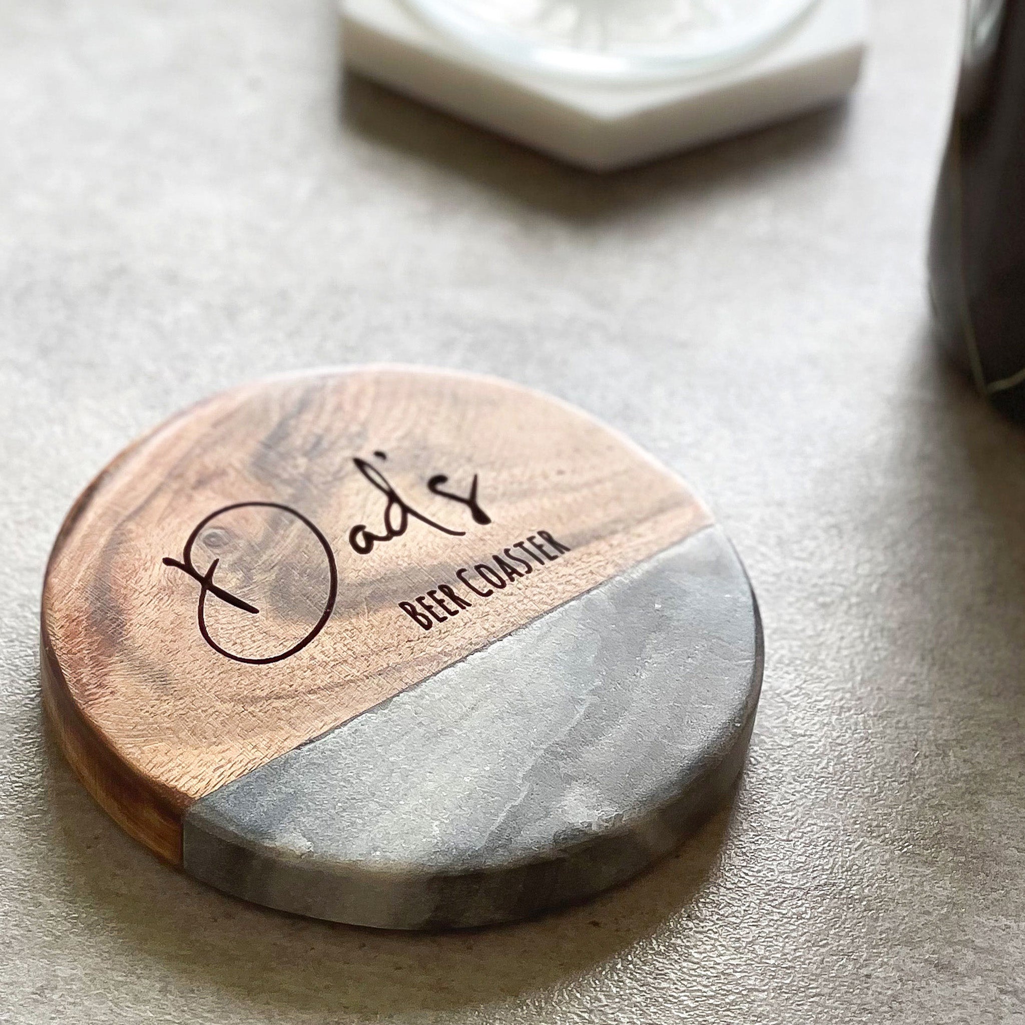 Personalized Marble and Acacia Wood Coasters Gifts for Every