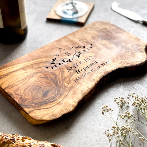 Personalised Olive Cheese board for Couples