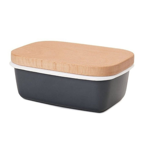 Enamel Butter Dish - Dark Grey