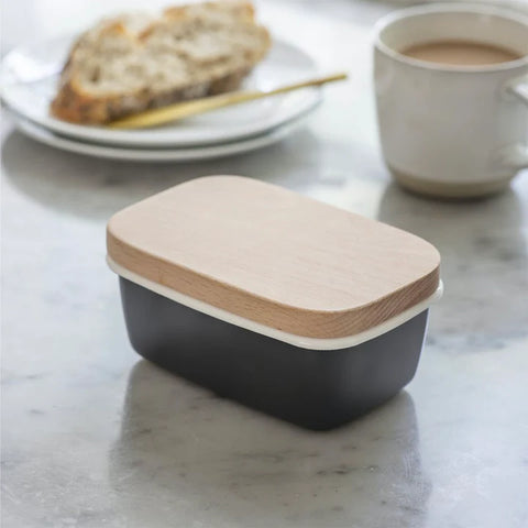 Enamel Butter Dish - Dark Grey