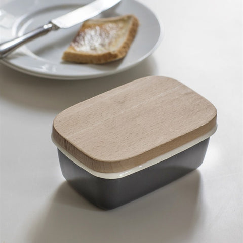 Enamel Butter Dish - Dark Grey