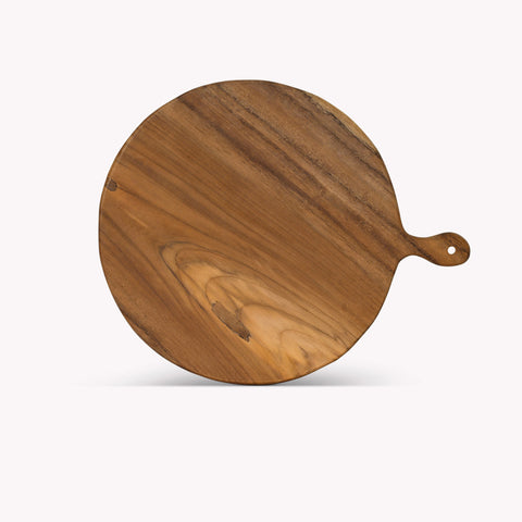 Large Round Natural Teak Chopping Board - GardenTrading