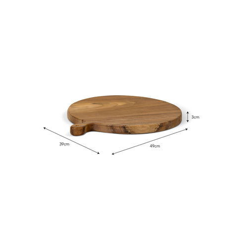 Large Round Natural Teak Chopping Board - GardenTrading