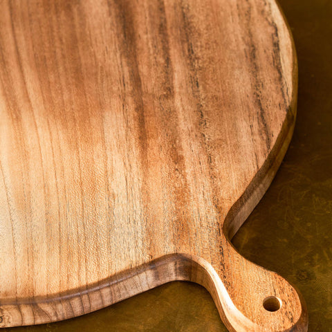 Large Round Natural Teak Chopping Board - GardenTrading