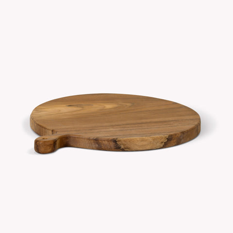 Large Round Natural Teak Chopping Board - GardenTrading