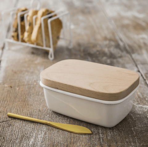 Enamel Butter Dish - Warm White