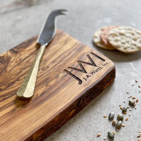 Your Own Logo Engraved Olive Wood 21cm x 15cm Cheeseboard