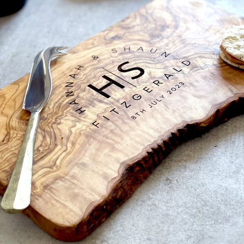 Personalised Natural Edge Custom Cheeseboard Gift