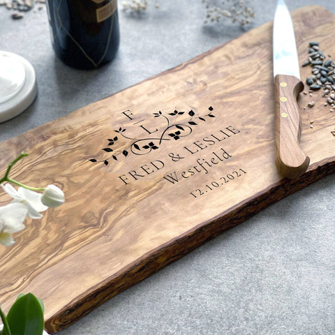 Personalised Olive Cheese board for Couples