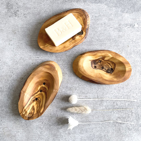 Natural Rustic Olive Wood Soap Dish