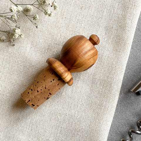 Pair of Olive Wood Wine Bottle Cork Stoppers