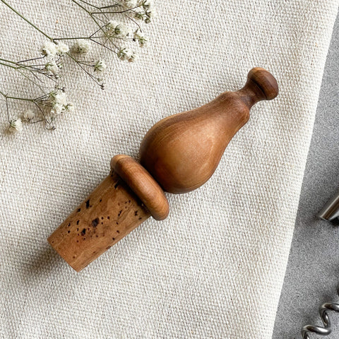 Pair of Olive Wood Wine Bottle Cork Stoppers