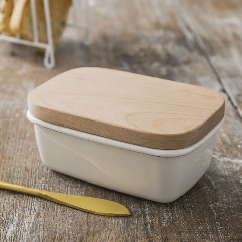 Enamel Butter Dish - Warm White