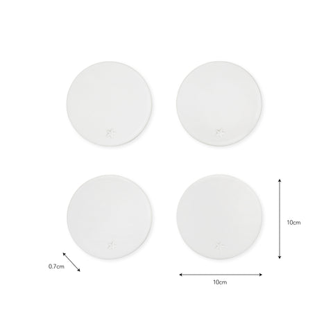 Round Coasters Ceramic Set of 4 White - GardenTrading