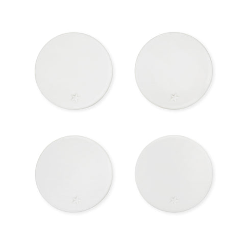 Round Coasters Ceramic Set of 4 White - GardenTrading