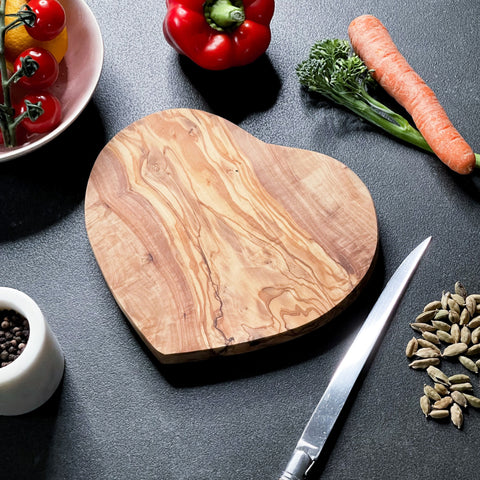 Heart Shaped Olive Wood Cheese Board