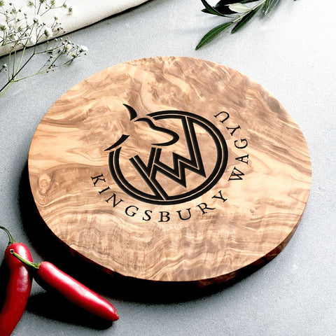 Your Own Logo Engraved Olive Wood Round Chopping/Cheese Board