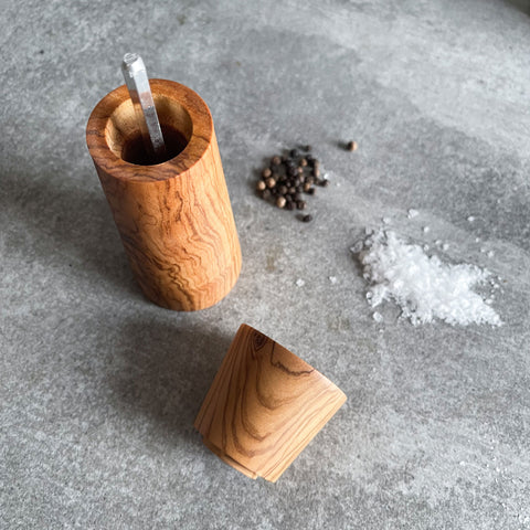 Olive Wood Modern Style Pepper or Salt Mill and Grinder - 3 Sizes