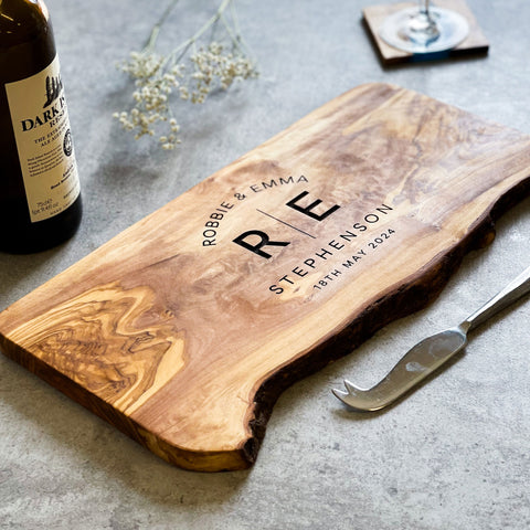 Personalised Natural Edge Custom Cheeseboard Gift