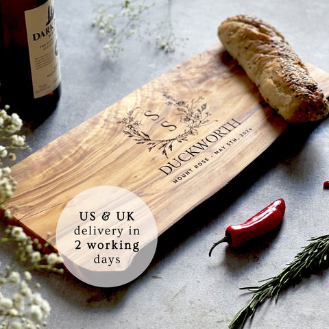 Personalised Olive Cheese Board for Couples
