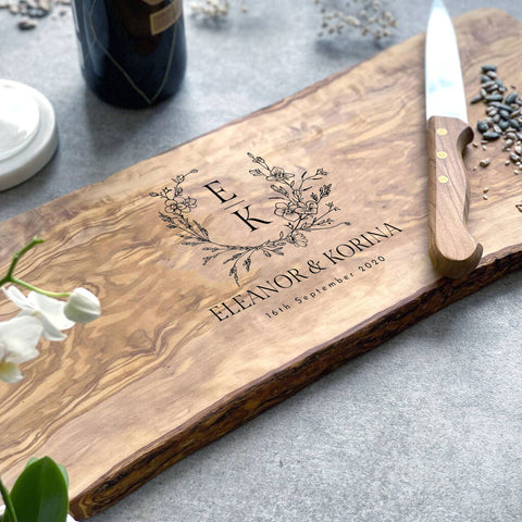 Personalised Olive Cheese Board for Couples