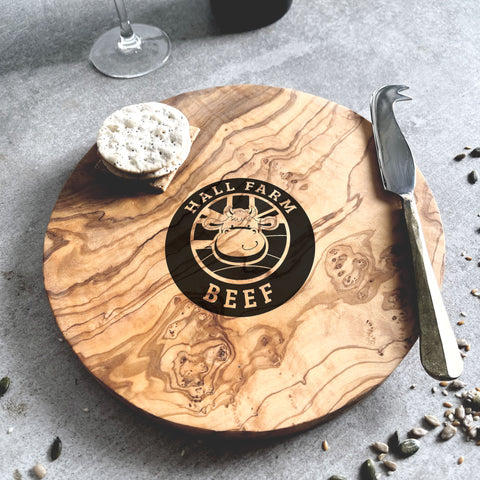Your Own Logo Engraved Olive Wood Round Chopping/Cheese Board