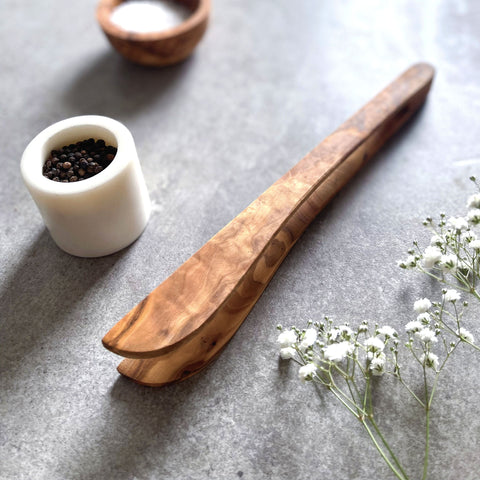 Handcrafted Olive Wood Rustic Wooden Kitchen Tongs