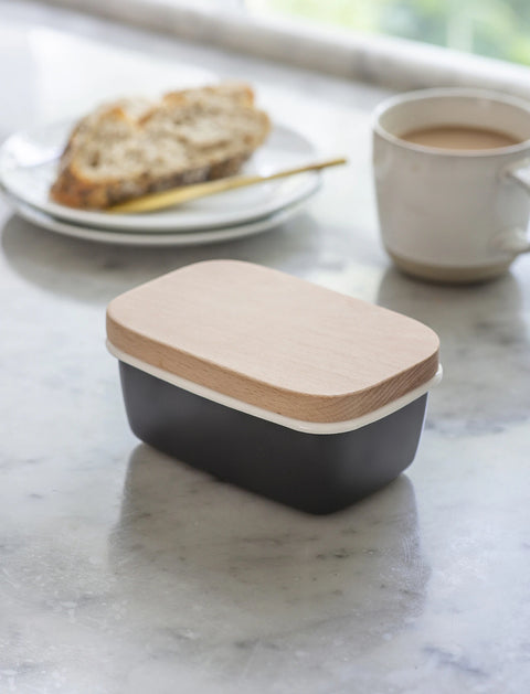 Enamel Butter Dish - Dark Grey