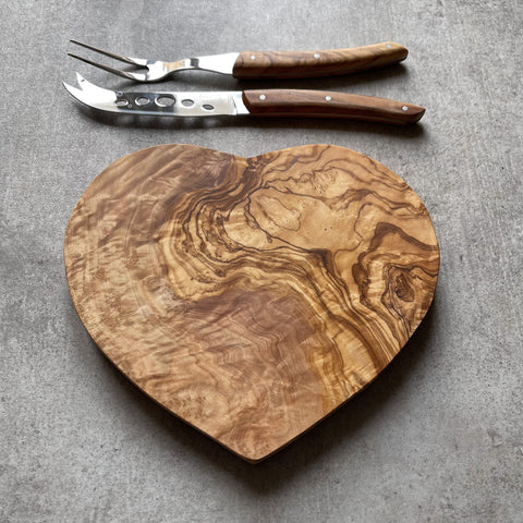 Heart Shaped Olive Wood Cheese Board