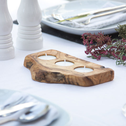 Rustic Olive Wood Tealight Holder