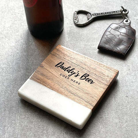 Personalised Acacia & Marble Coaster