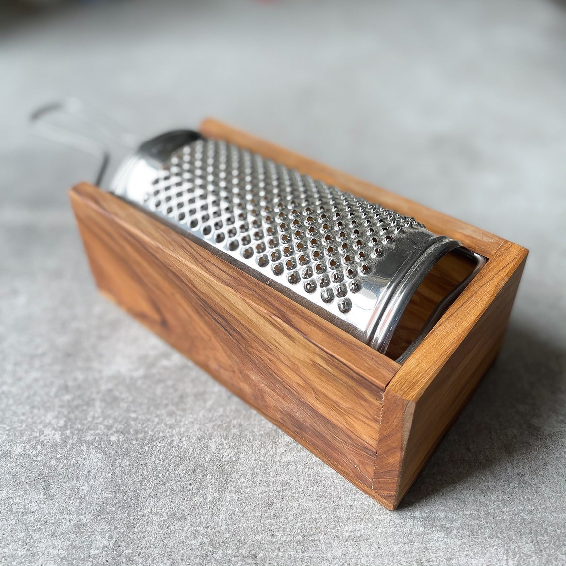 Italian Round Steel Cheese Grater Box for Parmesan Cheese. 