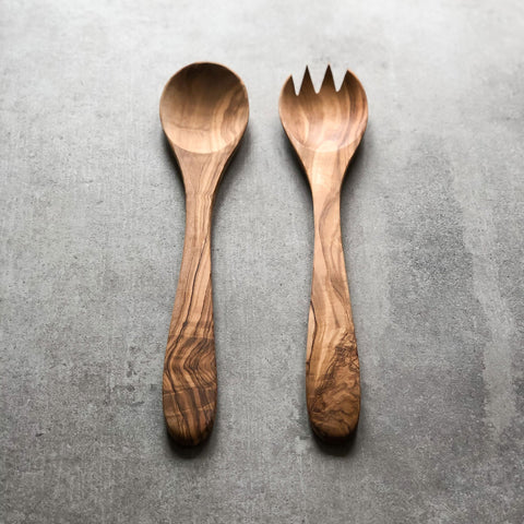 Traditional Olive Wood Wooden Salad Servers