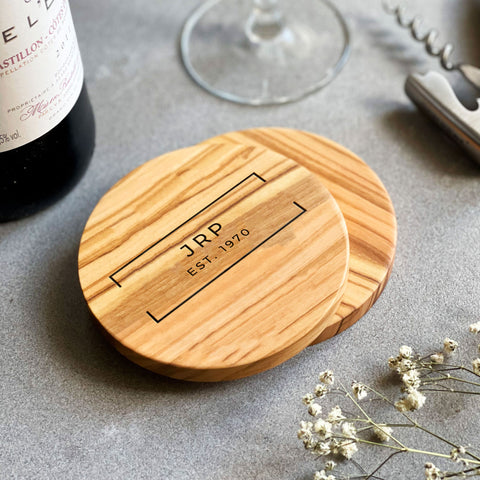 Personalised Marble & Acacia Wood Family Coaster