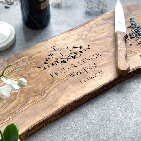 Personalized Olive Cheese board for Couples