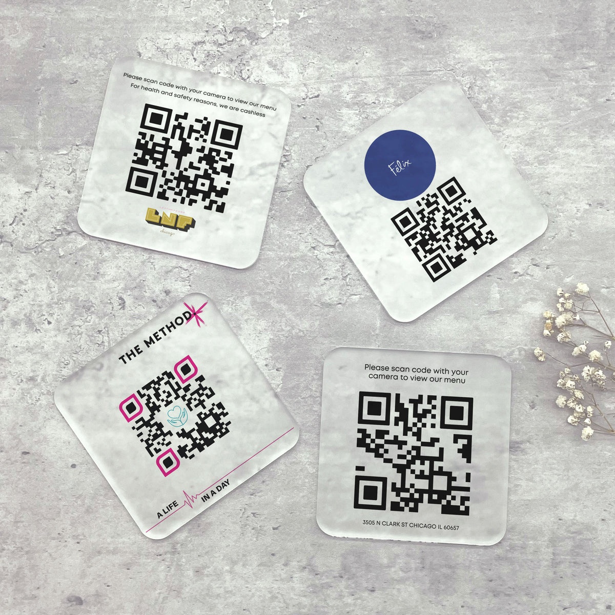 Personalized Branded Logo QR Wife Code Acrylic Coasters – RusticFlitch