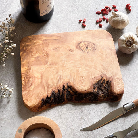 Rustic Olive Wood Cheese Board - 20 x 15 x 2cm