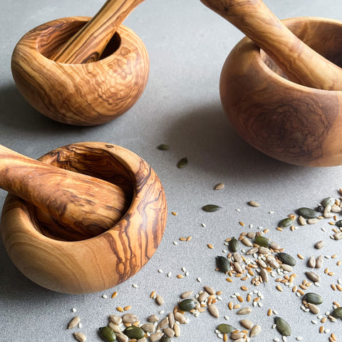 Traditional Olive Wood Pestle And Mortar