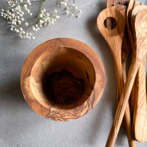 Traditional Olive Wood 7 Piece Kitchen Utensil Set