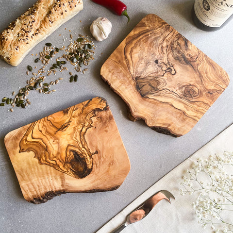 Rustic Olive Wood Cheese Board - 20 x 15 x 2cm