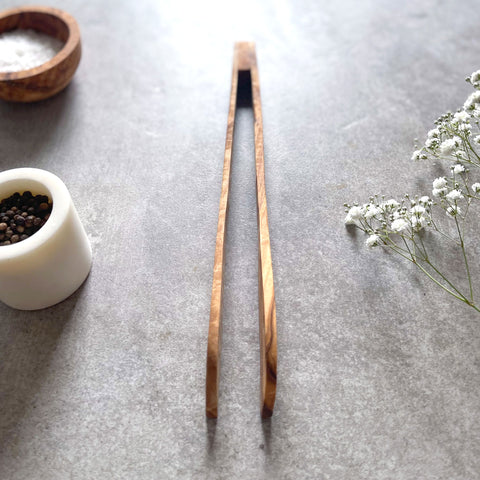 Handcrafted Olive Wood Rustic Wooden Kitchen Tongs