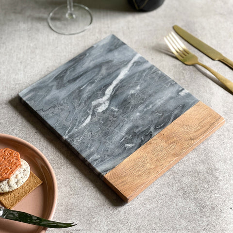 Personalized Marble And Acacia Cheese Board