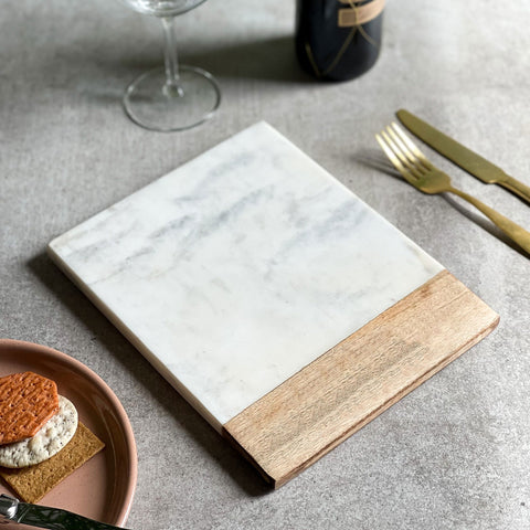 Personalized Marble And Acacia Cheese Board