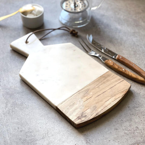 Personalized Marble & Acacia Wood Cheese Board