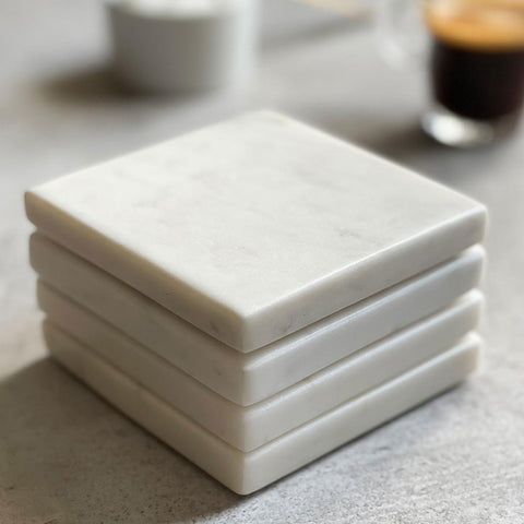 Set of 4 Grey Marble Square Coasters