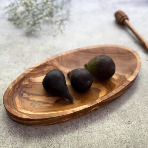 Oval Shaped Olive Wood Tapas Dish